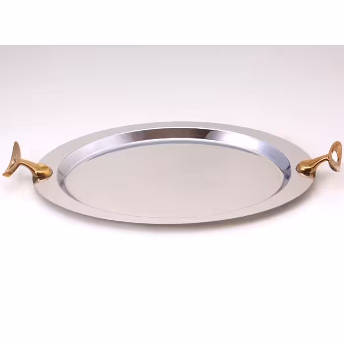 سینی بیضی تک استیل مدل لوپ (دسته طلایی)
