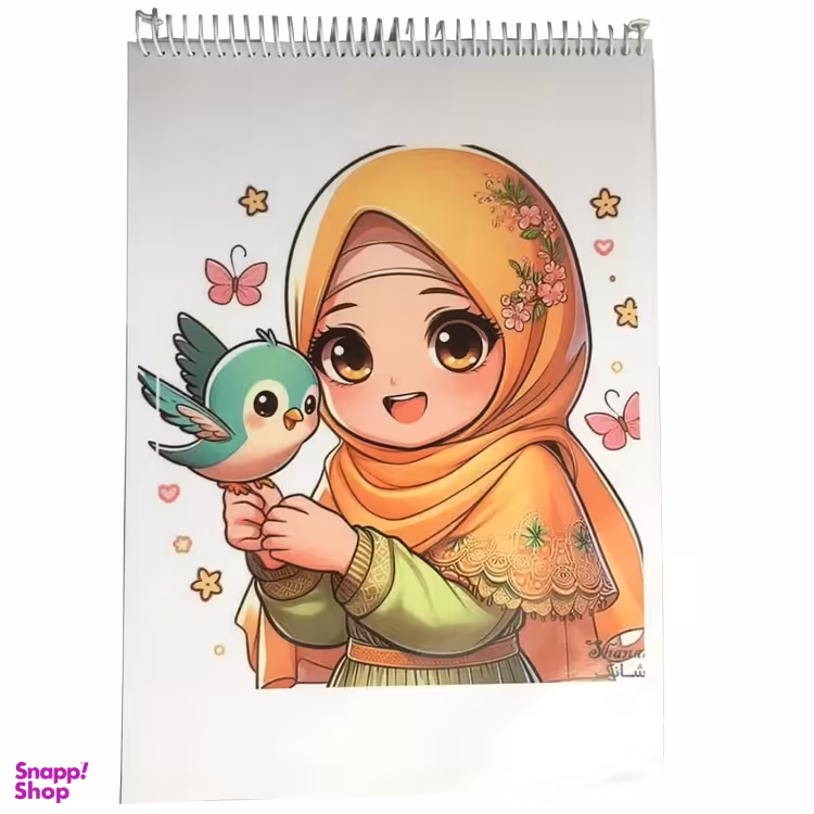 دفتر نقاشی 50 برگ طرح روسری نارنجی کد 25