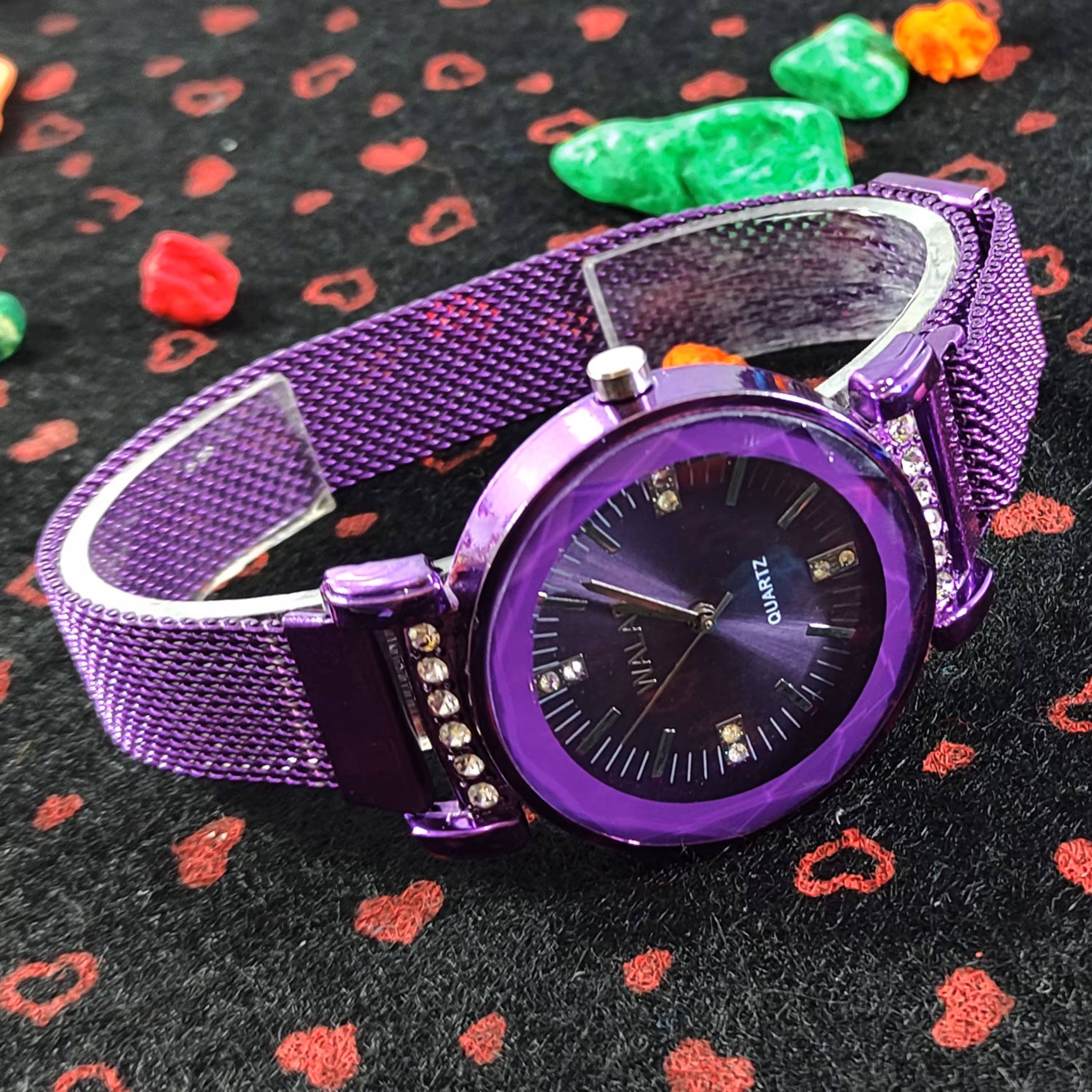 ساعت زنانه والار walar بند حصیری مگنتی بنفش