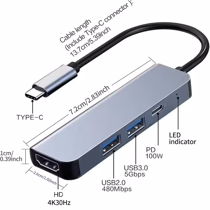 هاب Type-C چهار پورت USB-C HUB