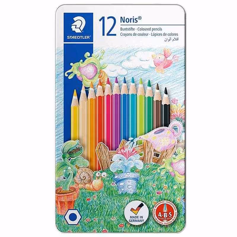 مداد رنگی استدلر 12 رنگ اورجینال  با جعبه فلزی محصول آلمان
