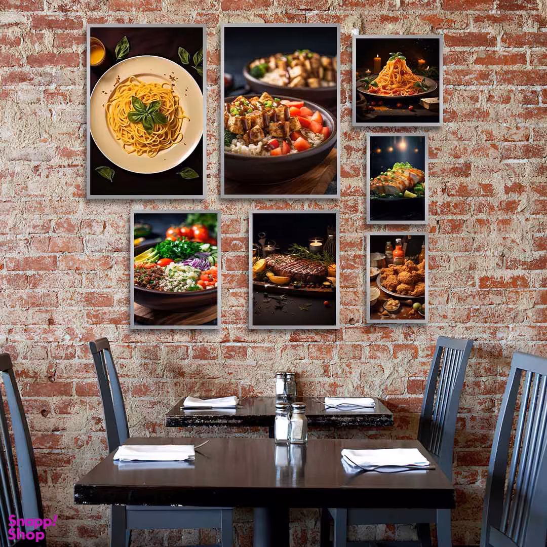 تابلو بکلیت طرح رستوران و ماکارانی و گوشت و سالاد مدل SI-1333 مجموعه 7 عددی