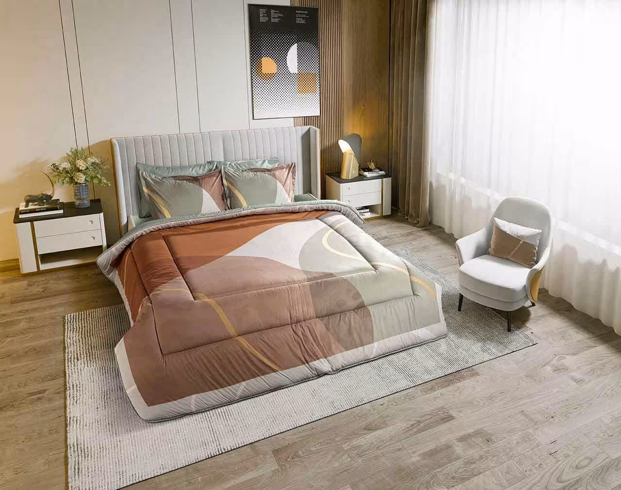 روتختی یک نفره آلوئه ورا لومانا 4تکه طرح Tanin