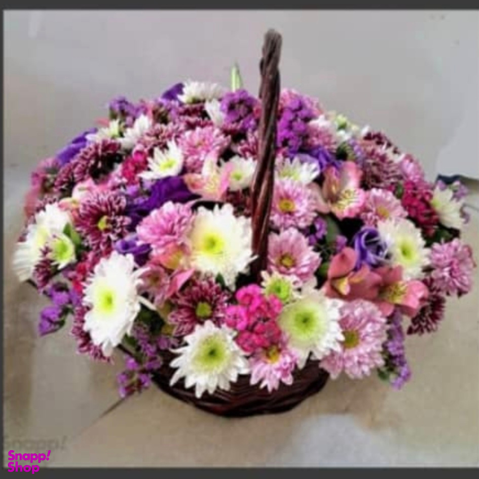 سبد گل طبیعی مدل گرد سایز کوچک کد 3