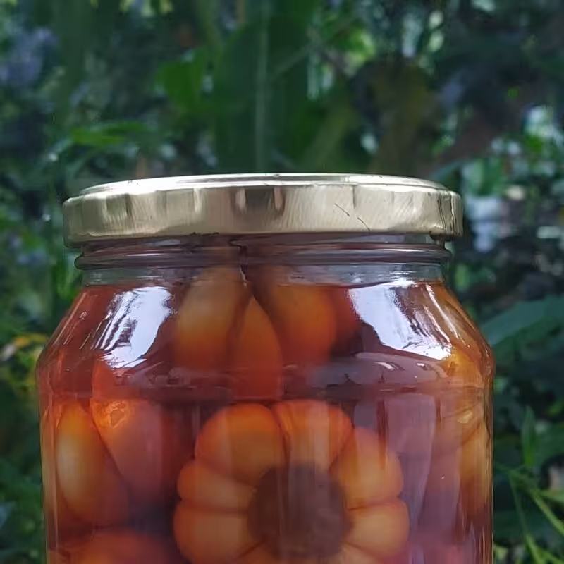 سیر ترشی طبیعی و خانگی دوساله  بدون مواد نگهدارنده و تهیه شده از سرکه و شیره خرما با طعمی فوق العاده و بی نظیر و خوشمزه 