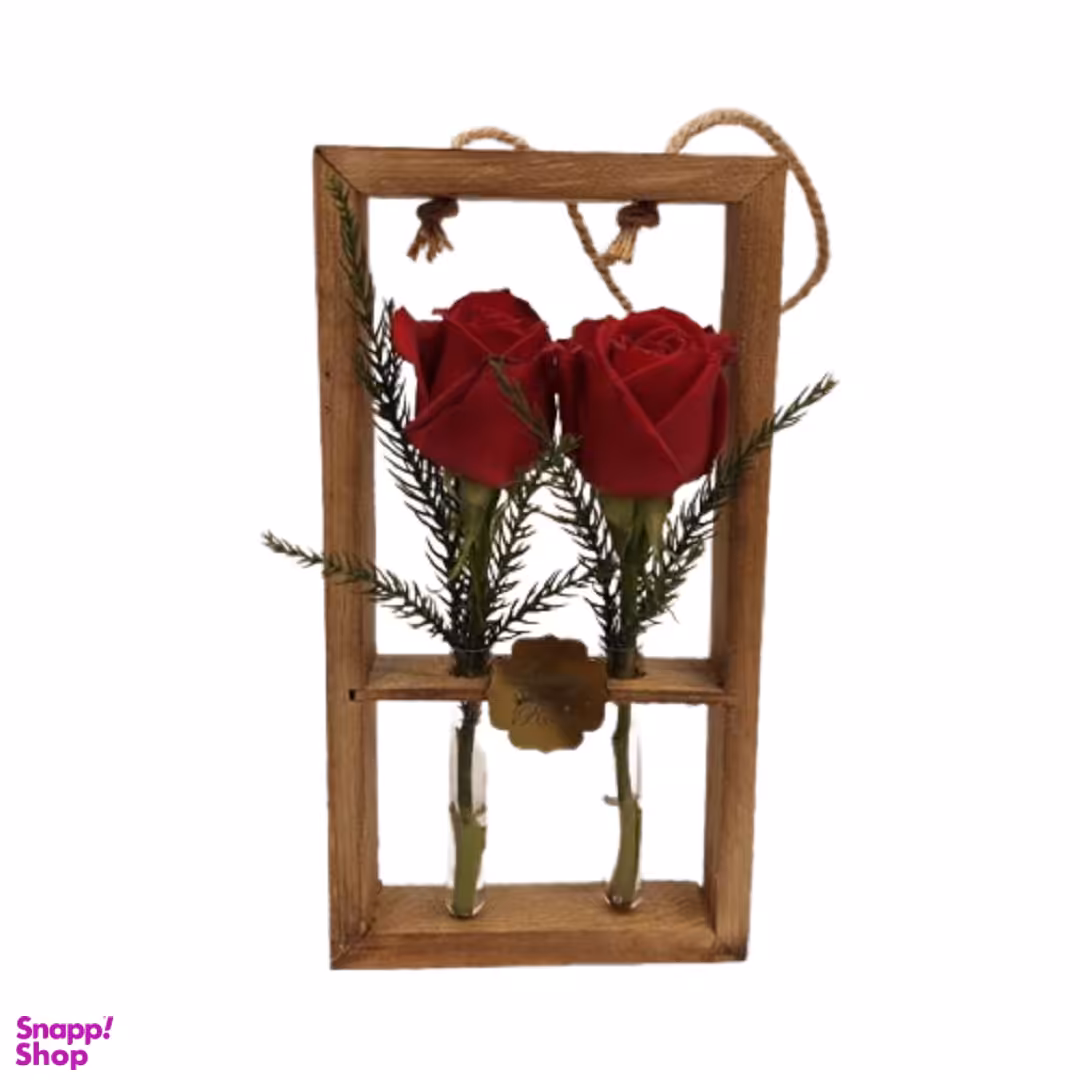 قاب دو شاخه رز قرمز