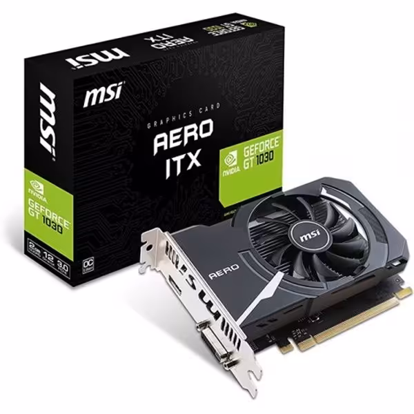 کارت گرافیک ام اس آی مدل GT 1030 AERO ITX 2GB OC GDDR5