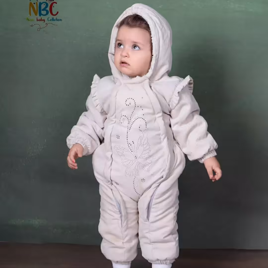 کاپشن سرهمی نوزادی مدل نگینی(سایز  3 و 4 ) کاپشن نوزاد کاپشن دخترانه  لباس گرم نوزادی 