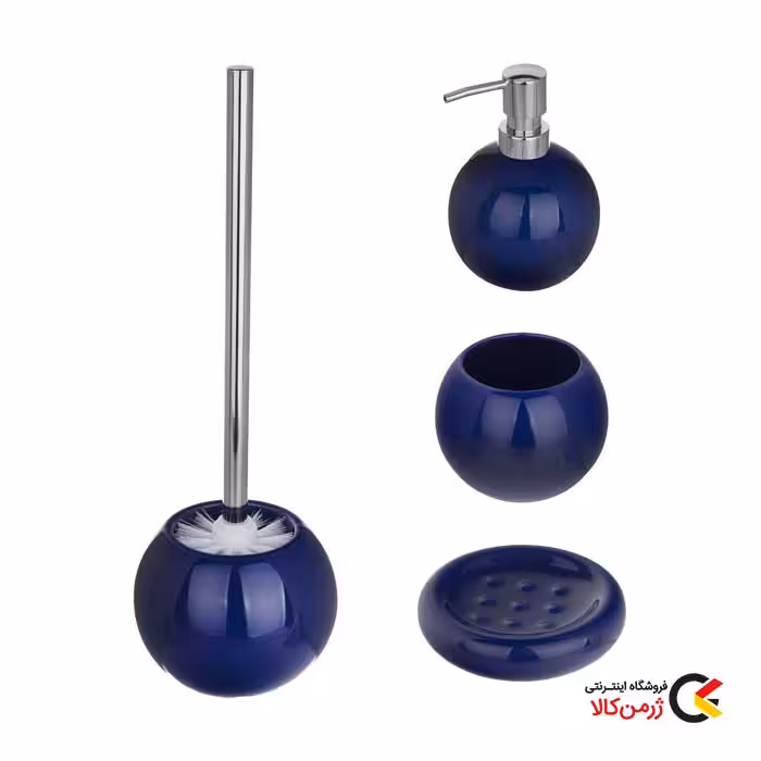 ست سرویس بهداشتی 4 تکه سرامیک Dark Blue کلین ولکه
