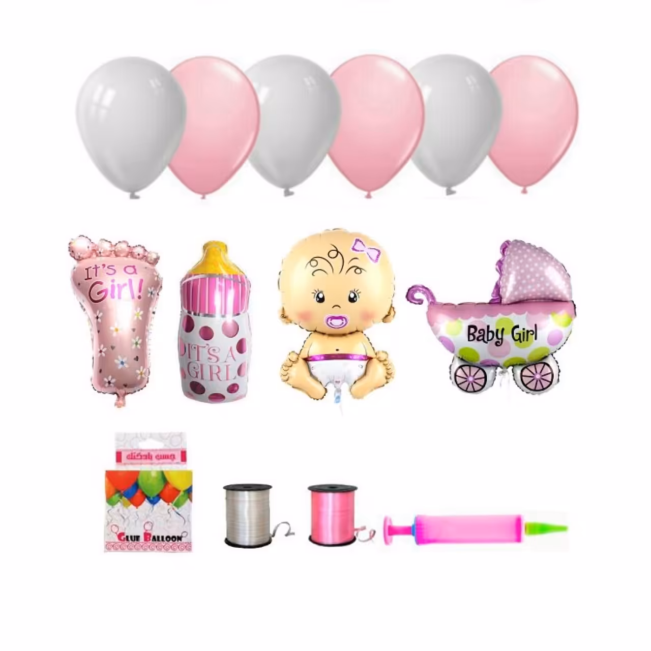 پک کامل بادکنک آرایی با تم تولد نوزاد دختر