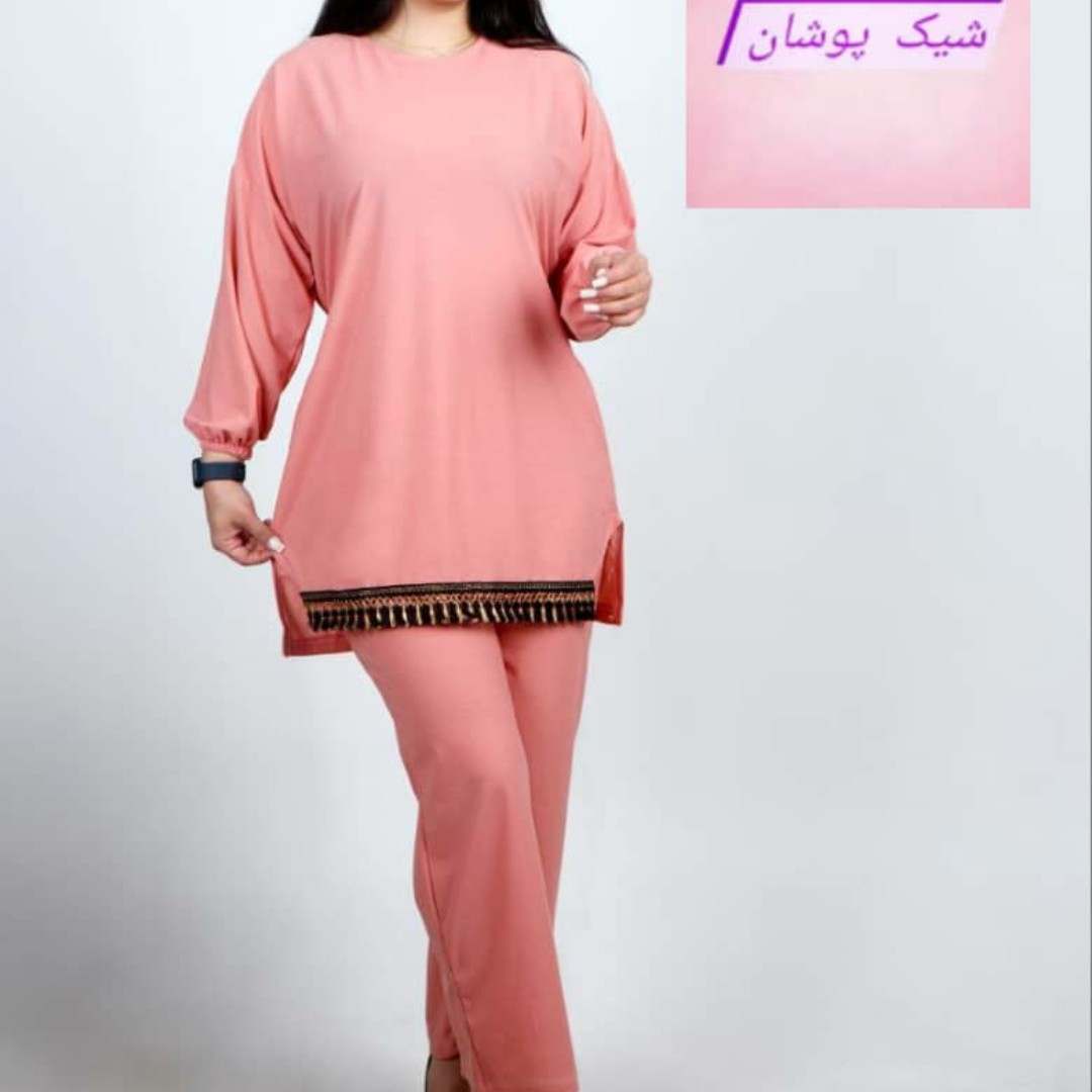 تونیک شلوار طرح سنتی پایین ریش دار