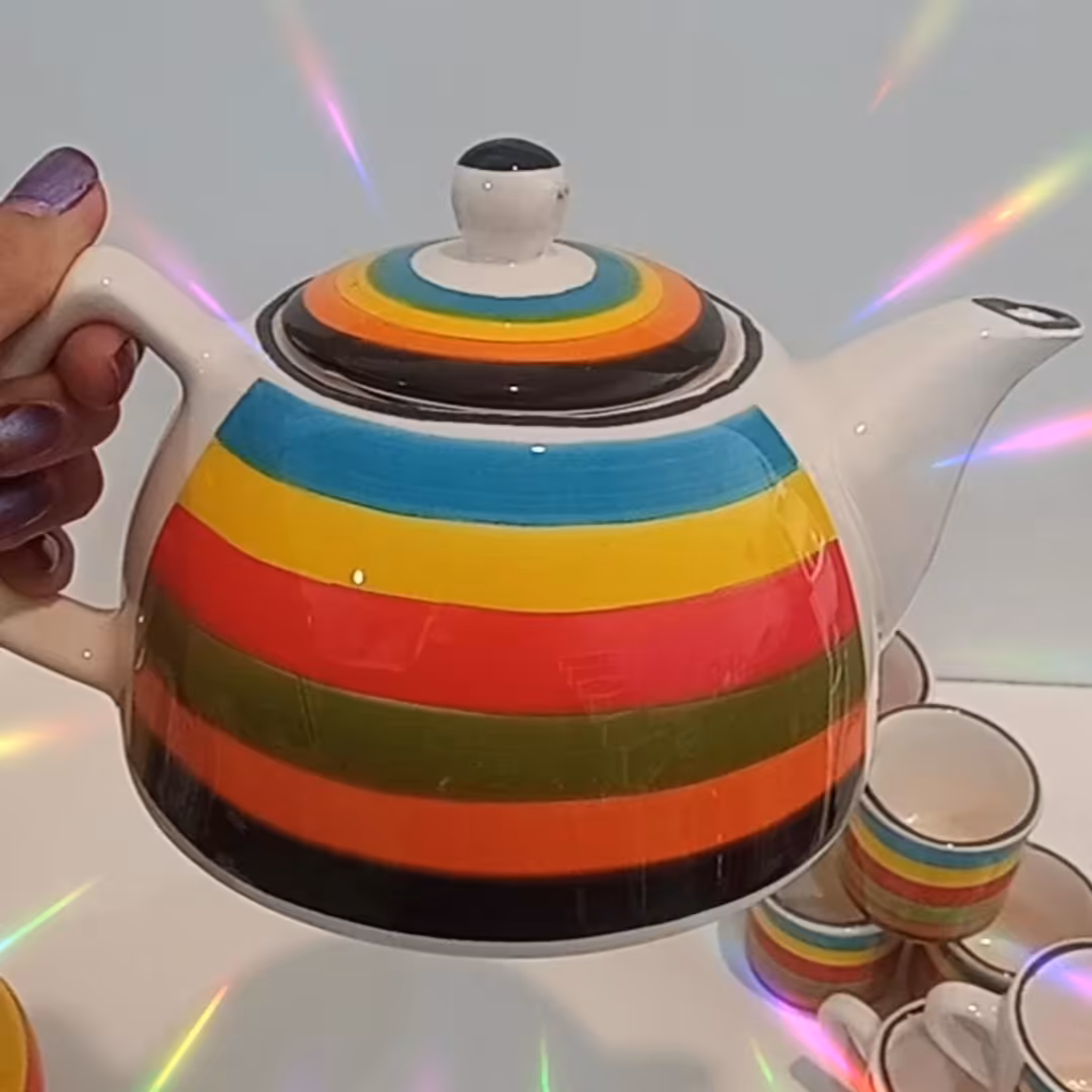 قوری  نقاشی رنگین کمان 