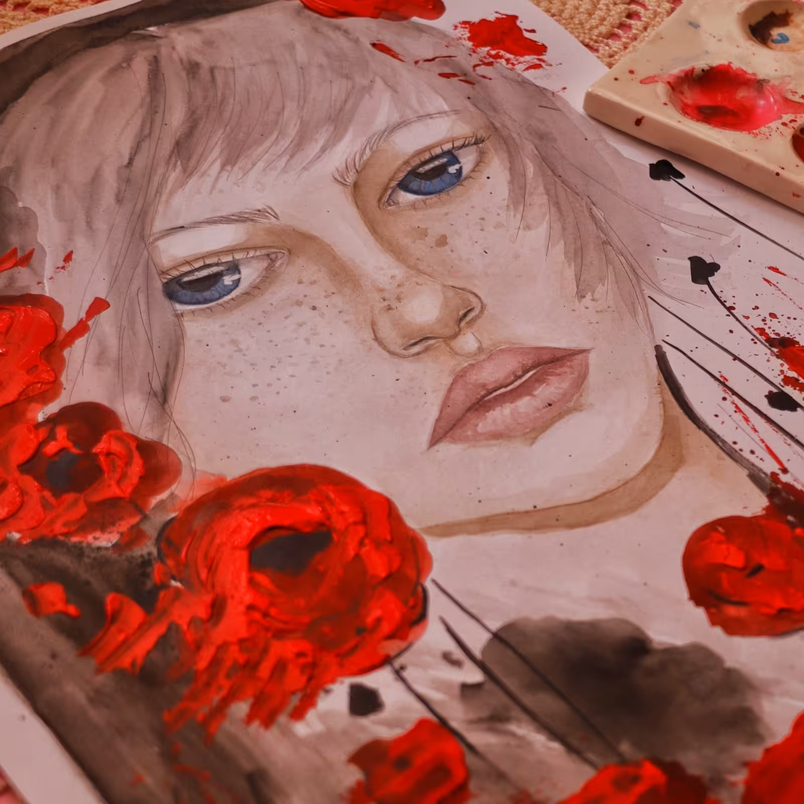 تابلو آبرنگی چهره