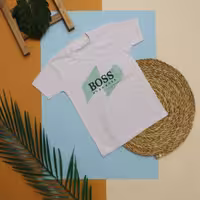 تیشرت تک سفید چاپ BOOS سایز 35 تا 60 تک رنگ سفید تنپوش بسیار شیک