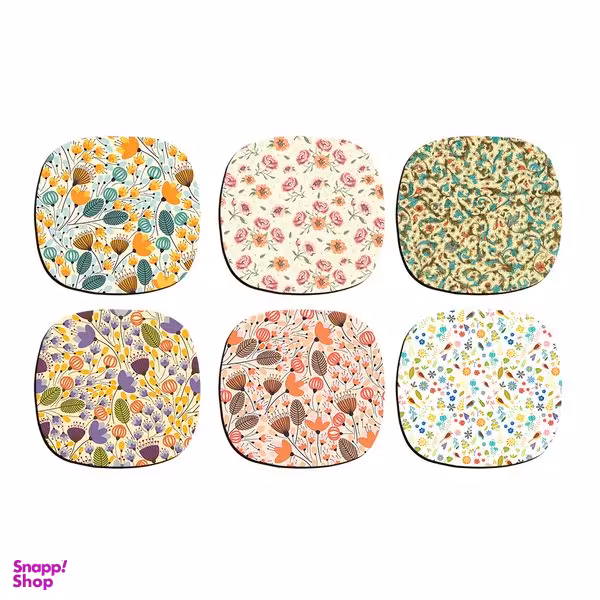 زیر لیوانی ترمه طراحان ایده مدل گل کد 1 بسته 6 عددی