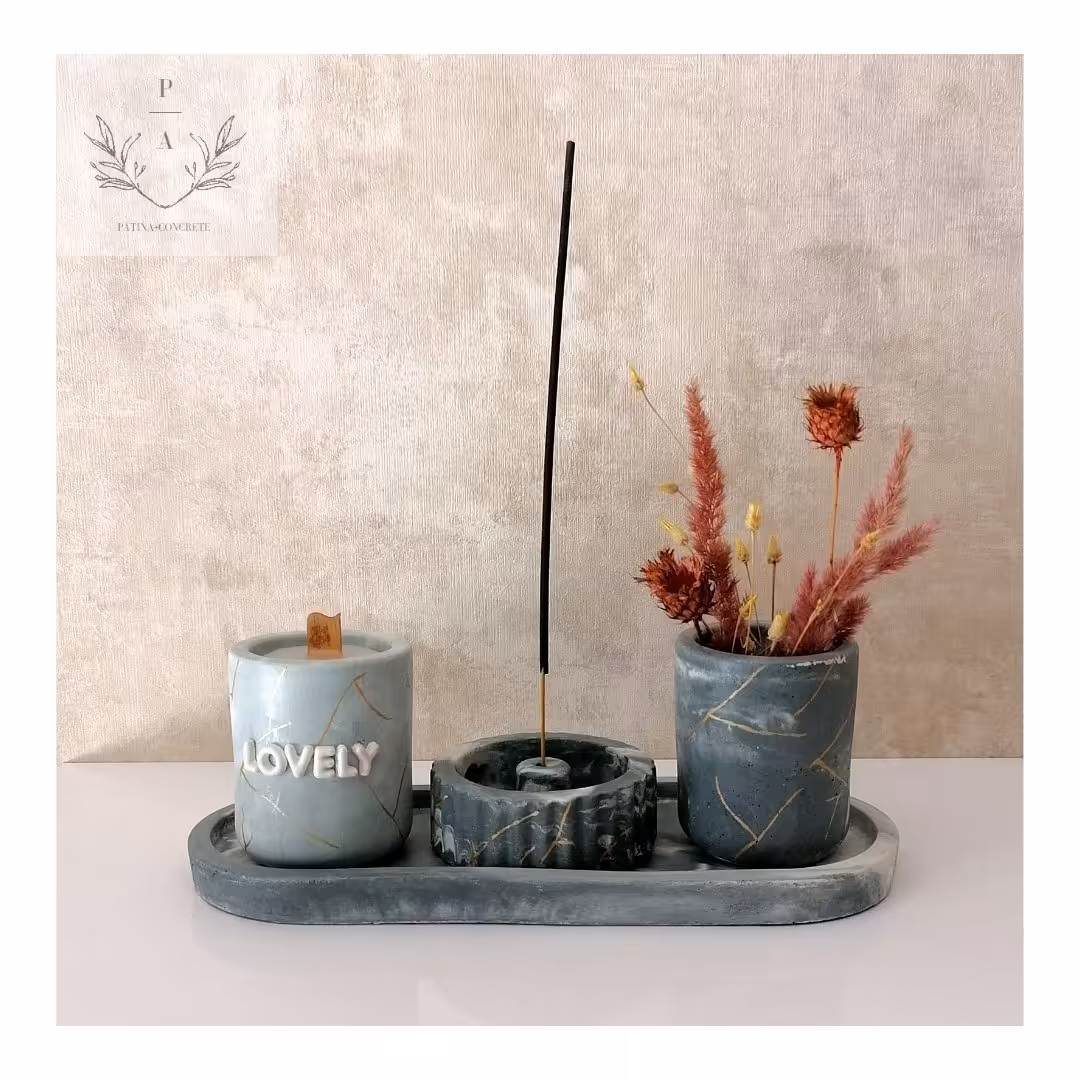 ست سینی، شمع، گلدان، جاعودی بتنی