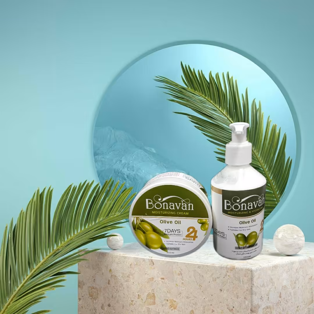  کرم نرم کننده . مرطوب کننده و ابرسان  روغن زیتون  بناوان پمپی و کاسه ای 250 میل 