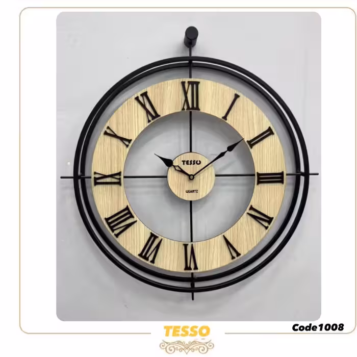 ساعت دیواری فلزی طرح جدید (چوب و فلز)