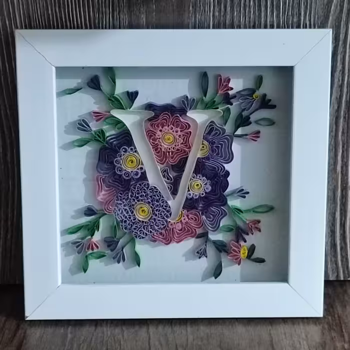 تابلو ملیله کاغذی حروف الفبا  و اسم فارسی و انگلیسی