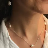 گردنبند نقره با  تعدادی مروارید اصل(پرورشی باروک) برند الماسین آذر 