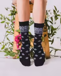 جوراب بته جقه مشکی ساقدار نخ پنبه فری سایز