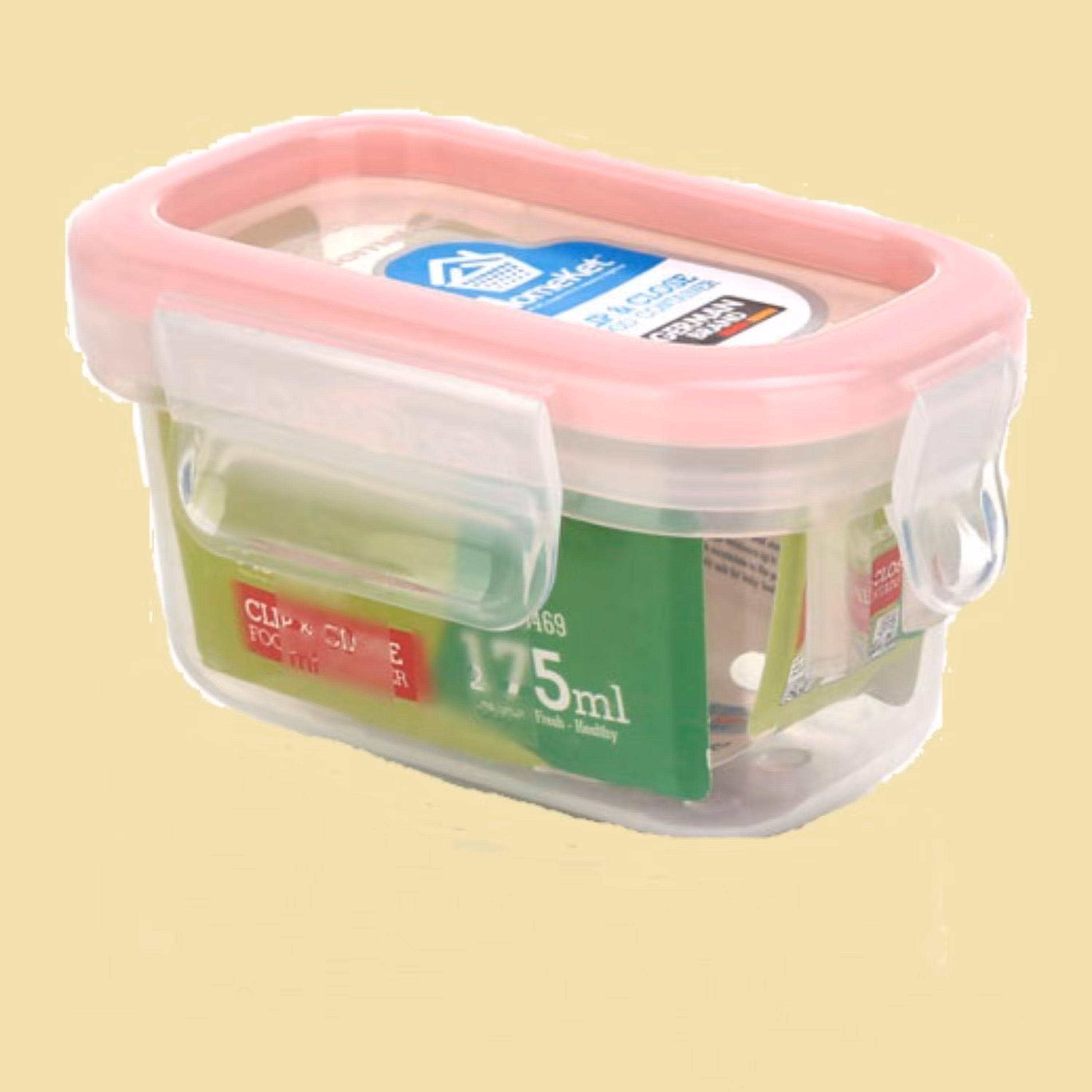 ظرف درب دار فریزری 175 میلی لیتری برند معتبر هوم کت بسیار باکیفیت درب قفلی 