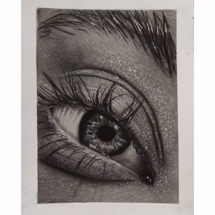 نقاشی سیاه قلم چشم سایز A5 (بدون قاب)