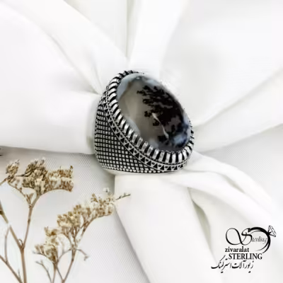 انگشتر نقره سنگ شجر (درخت) کد 15187