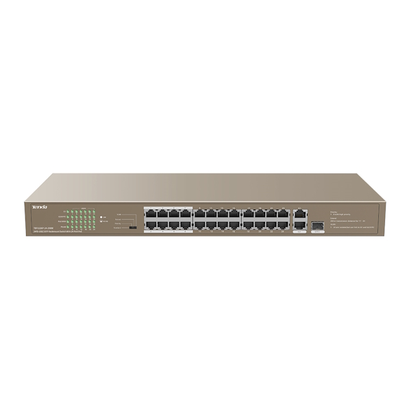 سوئیچ شبکه 24 پورت دسکتاپ تندا مدل TEF1126P-24-250W V2.0