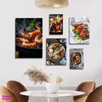 تابلو شاسی بکلیت طرح رستوران و غذای دریایی مدل SH-1841 مجموعه 5 عددی