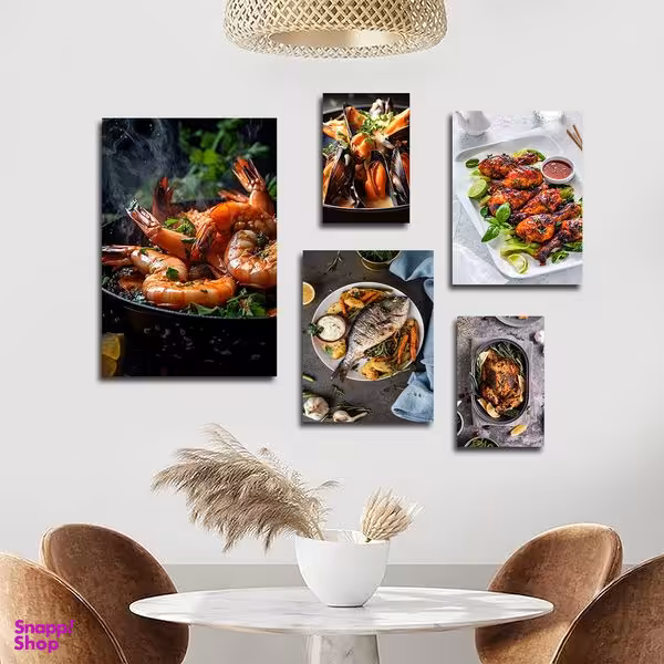 تابلو شاسی بکلیت طرح رستوران و غذای دریایی مدل SH-1841 مجموعه 5 عددی