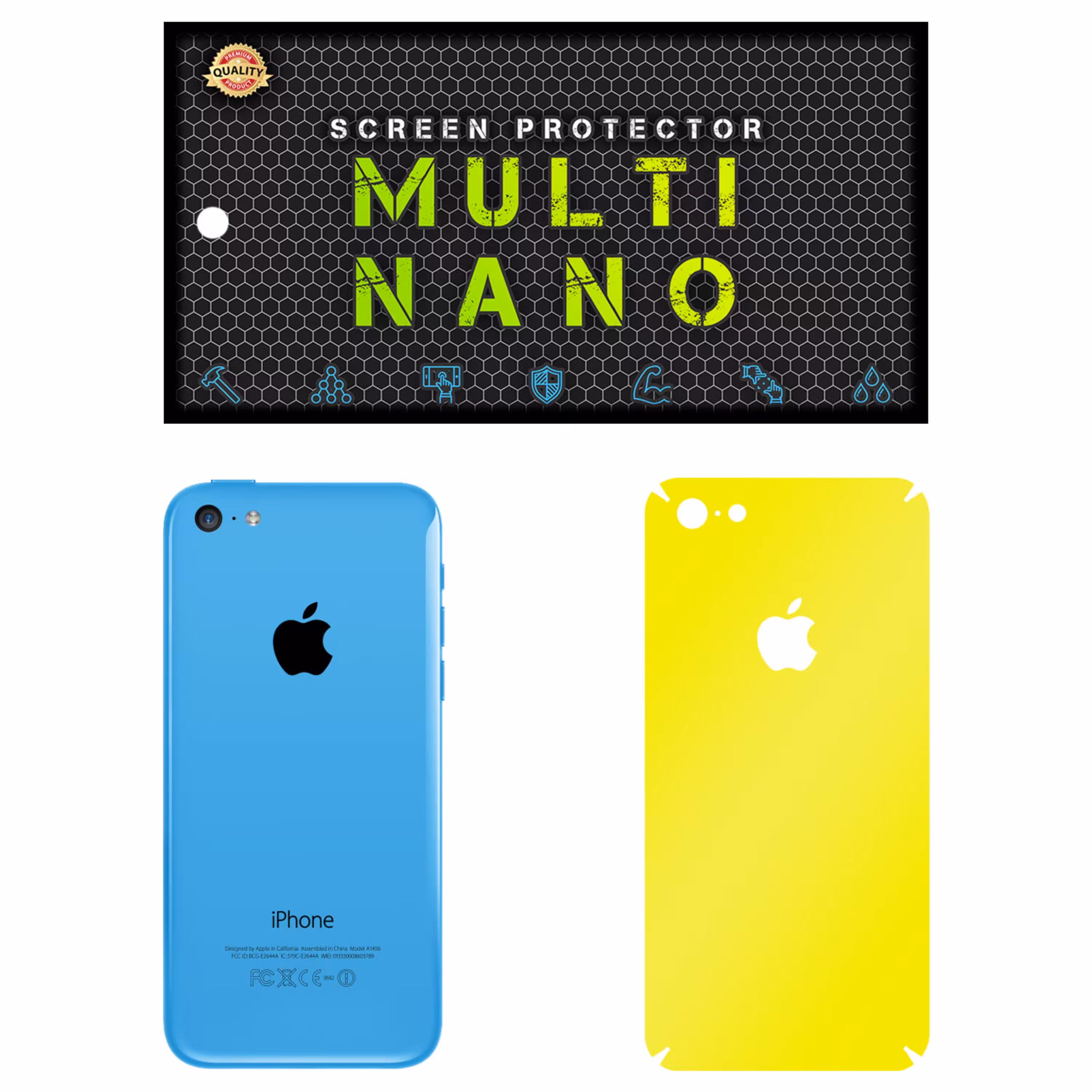 برچسب پوششی MultiNano مدل X-F1M-Yellow برای پشت موبایل اپل iPhone 5C