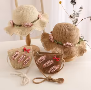 سد فانتزی کیف کلاه حصیری شکلاتی دخترونه وارداتی