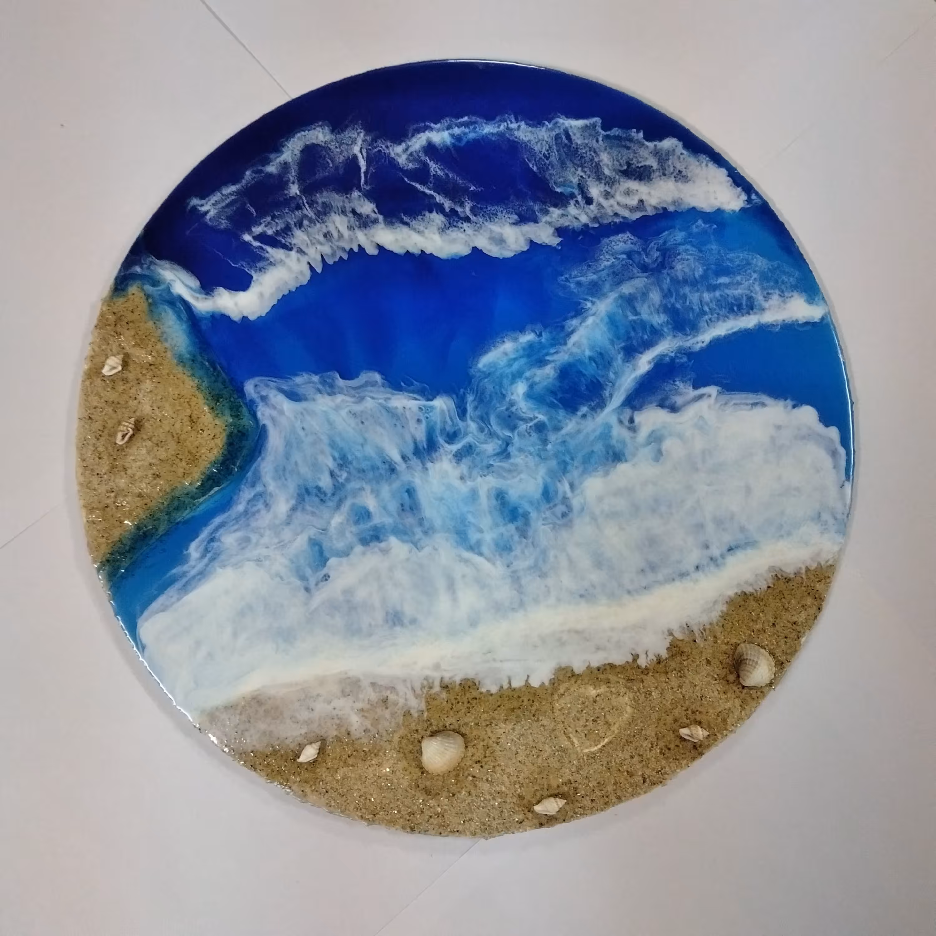 تابلو رزینی دایره طرح دریا