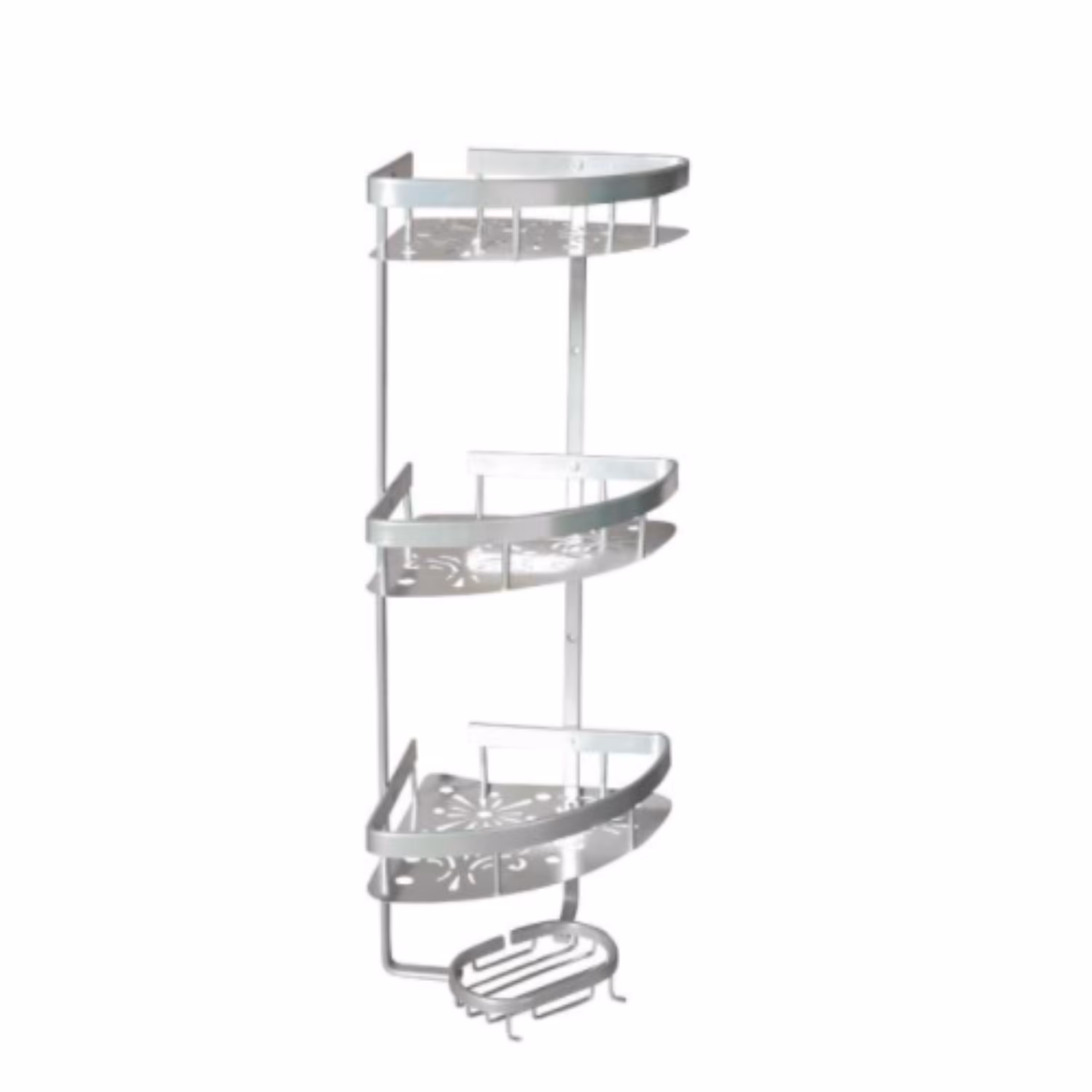 قفسه حمام آلومینیومی سه طبقه صفحه ای رنگ کروم