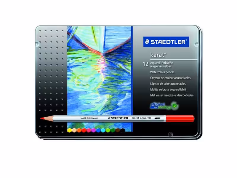 مداد آبرنگی 12 رنگ استدلر مدل Karat ا Staedtler Karat 12 Watercolor Pencil