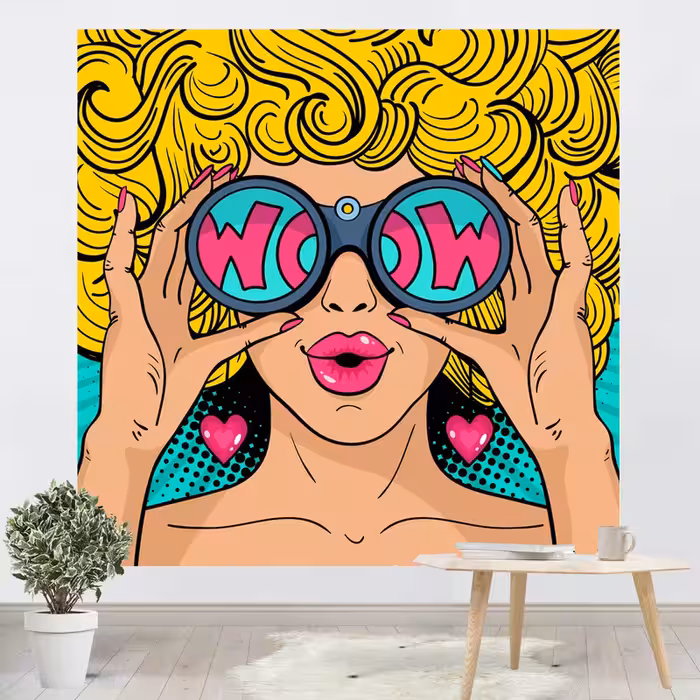 پوستر پارچه ای پرینتینگ لند طرح بکدراپ WOW کد O2