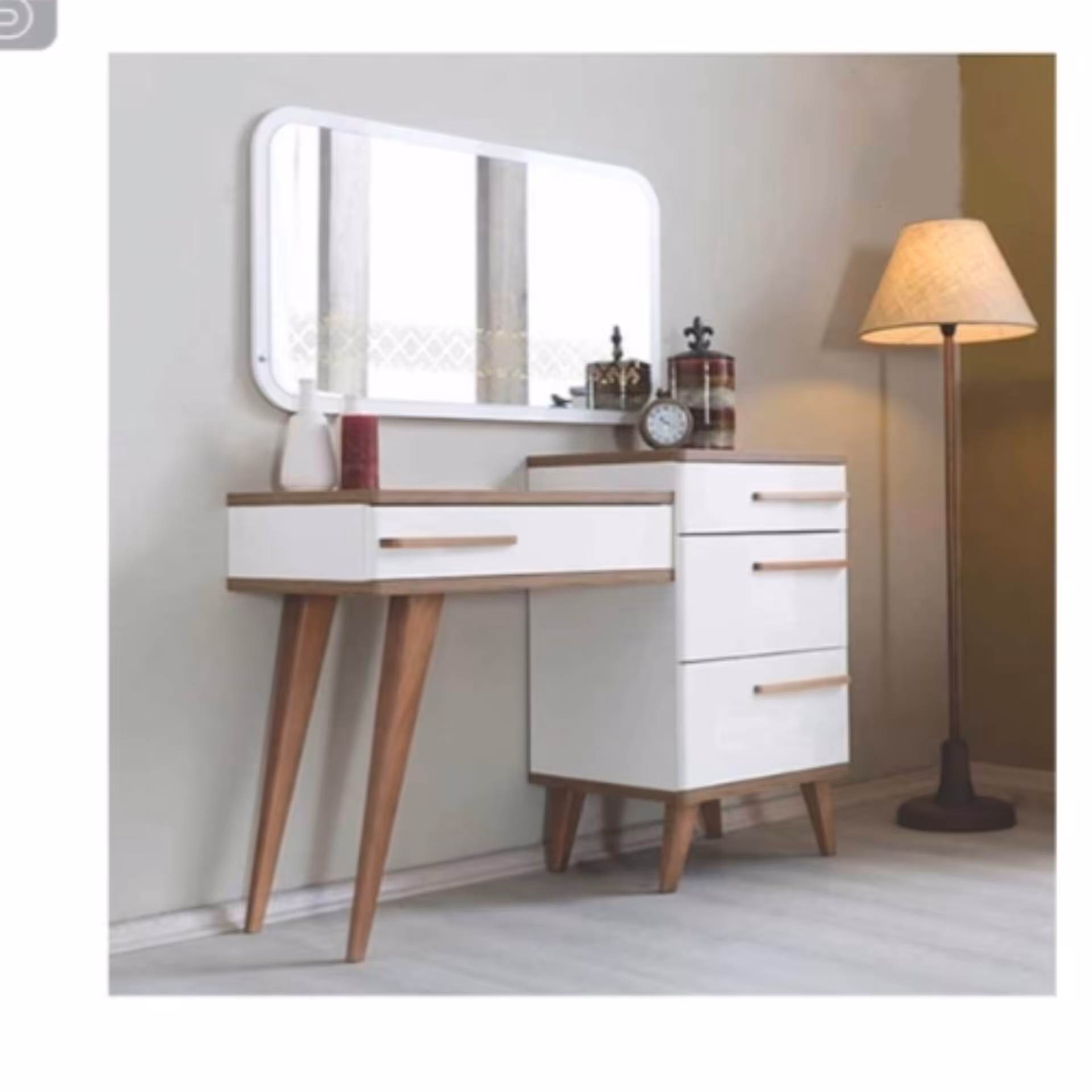 میز آرایش کد 335(جنس ام دی اف)هزینه ارسال با پس کرایه باربری به عهده مشتری میباشد 