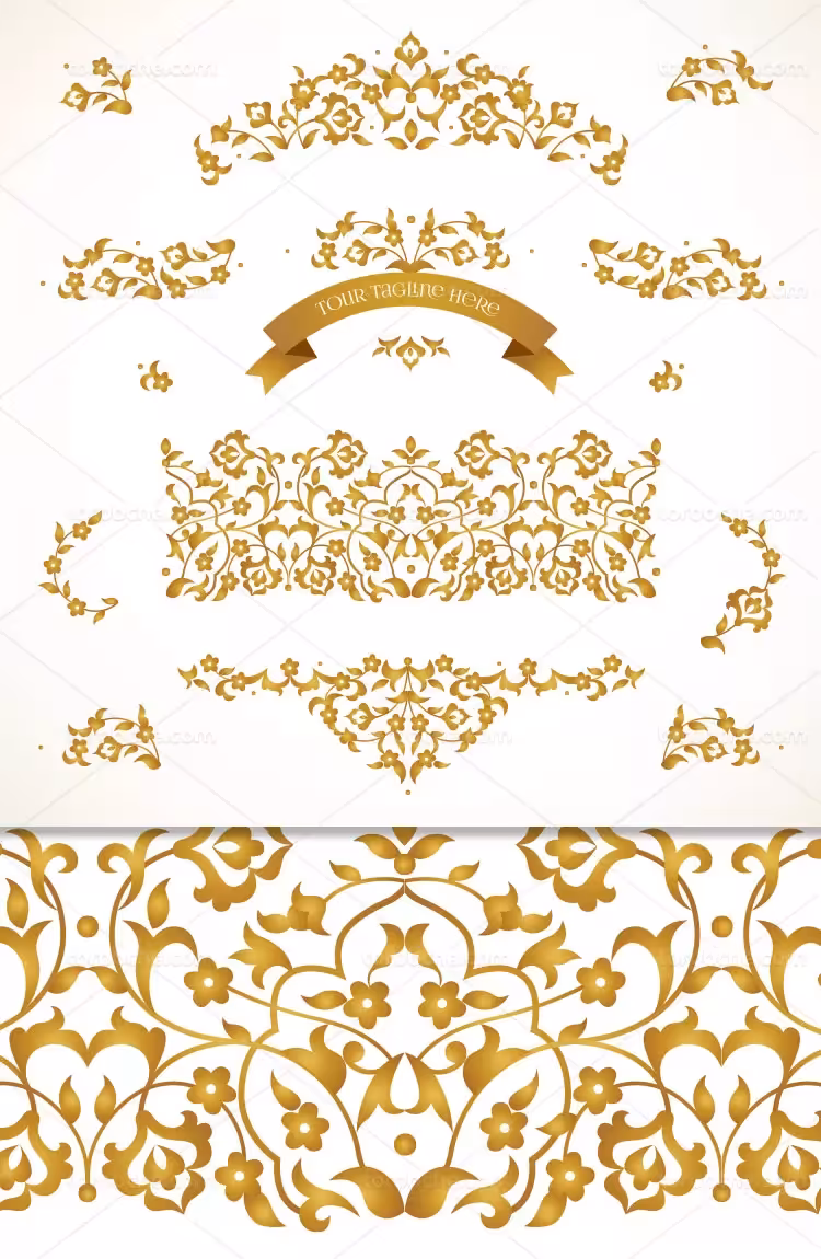 المان های گل و بته تزیینی طلایی | گرافیک با طعم تربچه