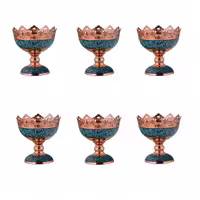 ست آجیل خوری فیروزه کوبی ارتفاع 11 سانت مجموعه 6 عددی