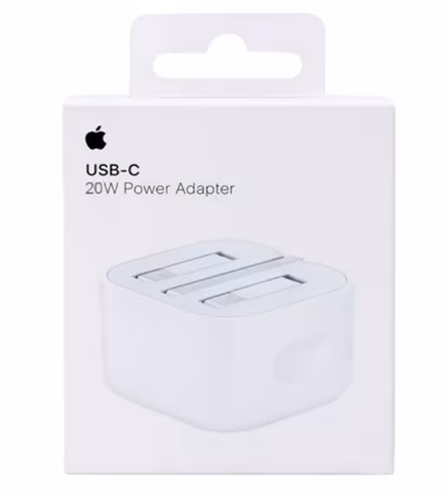 شارژر دیواری اپل 20 وات A2344 مدل (New Pack 2024) سفارش ایرلند (سه پین)
