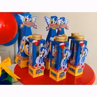 پک 6 عددی جعبه نگهدارنده کپسول بهمراه لوله اسمارتیز تم  سونیک درب آبی