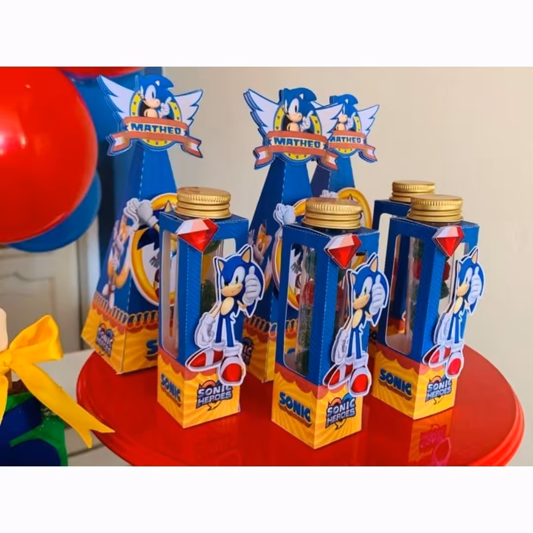 پک 6 عددی جعبه نگهدارنده کپسول بهمراه لوله اسمارتیز تم  سونیک درب آبی