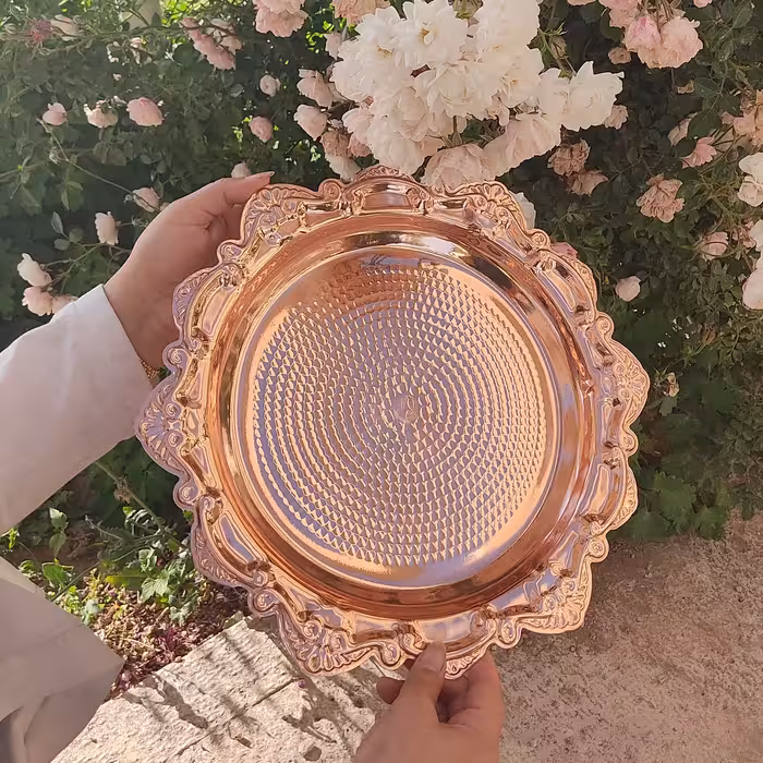 سینی خورشیدی تمام مس نانو شده، قطر 34 سانت، ارسال رایگان