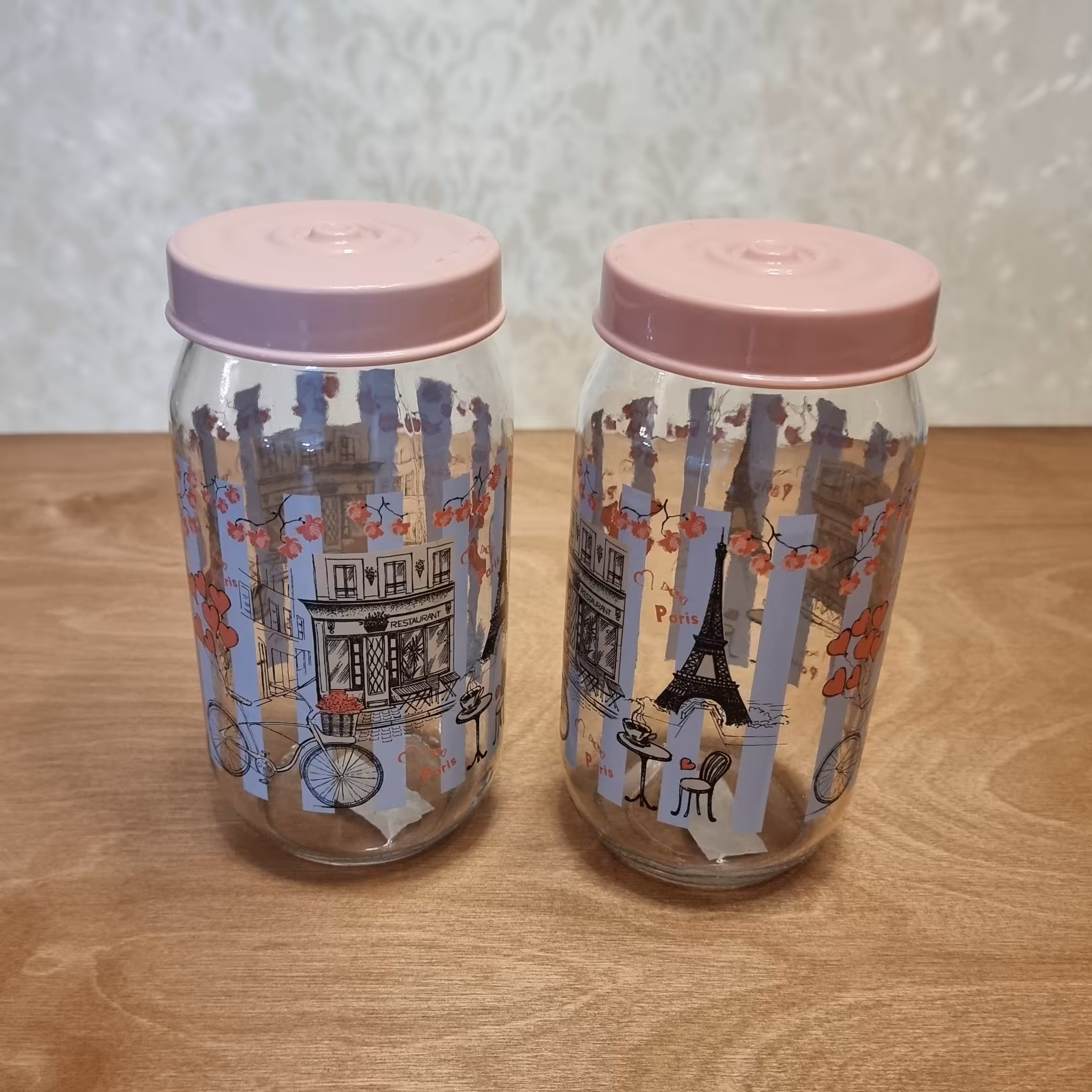 بانکه شیشه ای ساخت ترکیه طرح پاریس ست دو عددی