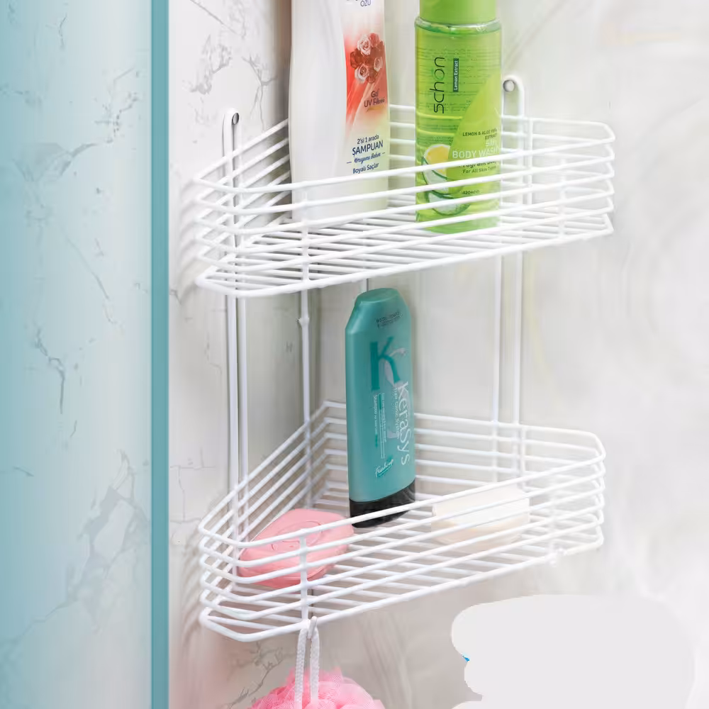 جالیفی حمام دو طبقه کنجی و کم جا سفید روکش دار مدل نسیم استند حمام غرفه نارنجی