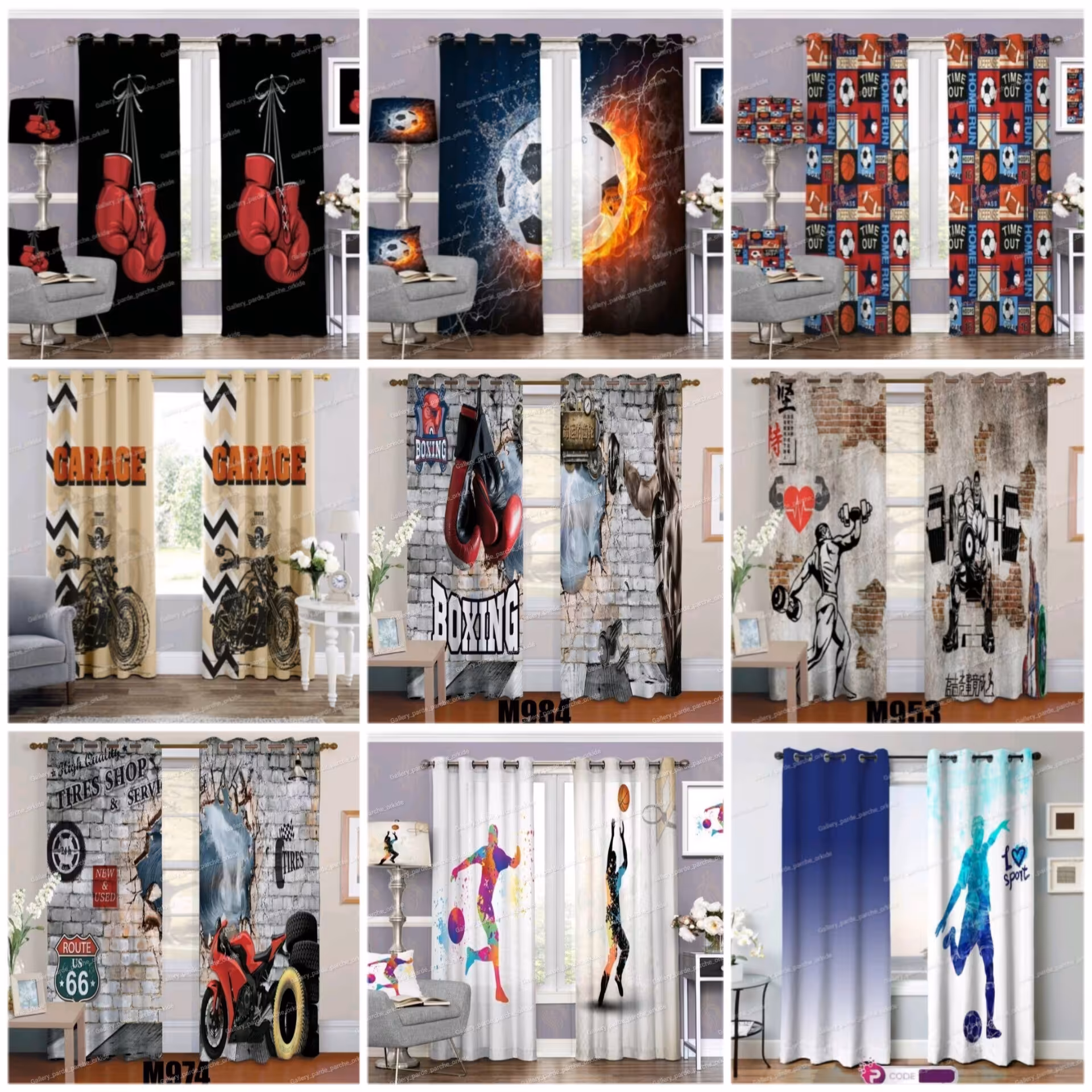 پرده چاپی طرح ورزشی پانچ  پارچه کتان هازان.چاپ برروی سایر پارچه ها مانند مخمل کالیفرنیا و جاسمین و ... امکان پذیر است.