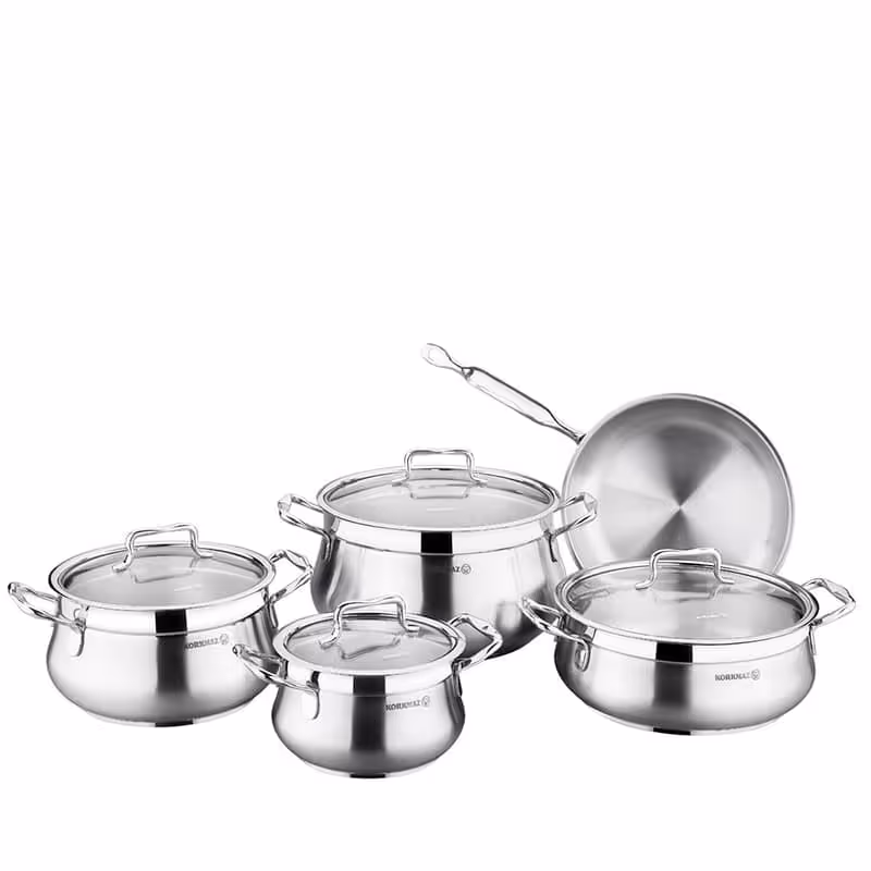 سرویس قابلمه 9 پارچه استیل کرکماز Korkmaz A1959