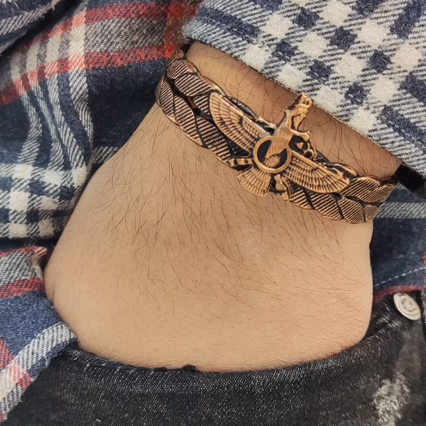 دستبند مسی طرح فروهر