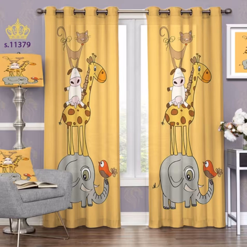 پرده چاپی و پانچی طرح کودکانه (زرافه)